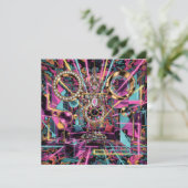 Neon Psychedelic Luxury Lounge Art Feestdagenkaart (Staand voorkant)