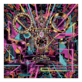 Neon Psychedelic Luxury Lounge Art Perfect Poster