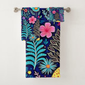 Neon Psychedelic Mushroom Forest Dream Bad Handdoek (Insitu)