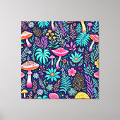 Neon Psychedelic Mushroom Forest Dream Canvas Afdruk (Voorkant)
