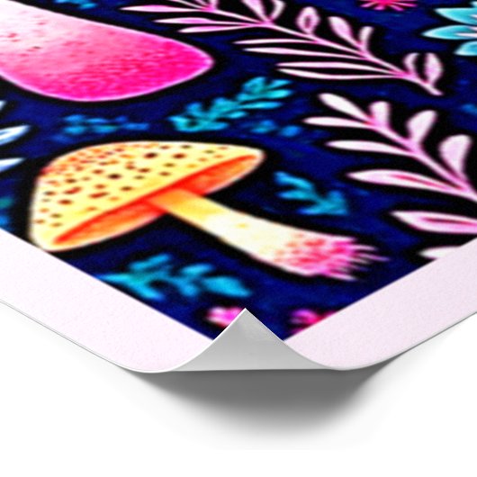 Neon Psychedelic Mushroom Forest Dream Poster (Hoek)