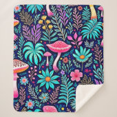 Neon Psychedelic Mushroom Forest Dream Sherpa Deken (Voorkant)