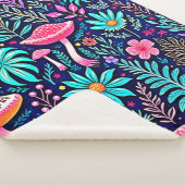 Neon Psychedelic Mushroom Forest Dream Sherpa Deken (3/4)