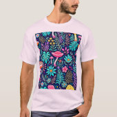 Neon Psychedelic Mushroom Forest Dream T-shirt (Voorkant)