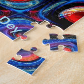 Neon Psychedelic Ripples Jigsaw Puzzel (Zijkant)