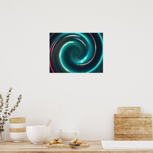 Neon psychedelic spiral poster (Keuken)