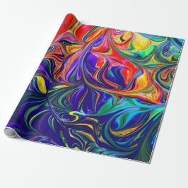 Neon Psychedelic Swirls Rainbow-kleuren Cadeaupapier