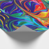 Neon Psychedelic Swirls Rainbow-kleuren Cadeaupapier (Hoek)