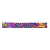 Neon Psychedelic Swirls Rainbow-kleuren Satijnen Lint (Voorkant)