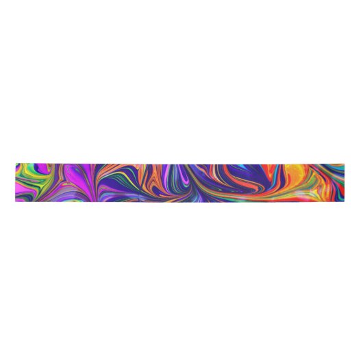 Neon Psychedelic Swirls Rainbow-kleuren Satijnen Lint (Voorkant)