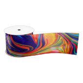 Neon Psychedelic Swirls Rainbow-kleuren Satijnen Lint (Spoel)