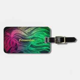 Neon Psychedelic Wavy Hair Personaliseert reizen Bagagelabel