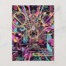 Neon Psychedelische Luxe Lounge Kunst Briefkaart