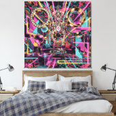 Neon Psychedelische Luxe Lounge Kunst Canvas Afdruk (Insitu (Slaapkamer))