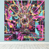 Neon Psychedelische Luxe Lounge Kunst Canvas Afdruk (Insitu (Houten vloer))