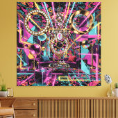 Neon Psychedelische Luxe Lounge Kunst Canvas Afdruk (Insitu (Woonkamer))