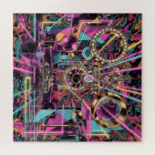 Neon Psychedelische Luxe Lounge Kunst Legpuzzel (Horizontaal)