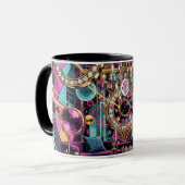 Neon Psychedelische Luxe Lounge Kunst Mok (Voorkant links)