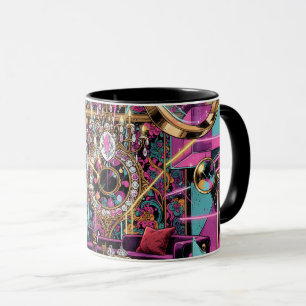 Neon Psychedelische Luxe Lounge Kunst Mok