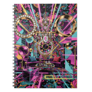 Neon Psychedelische Luxe Lounge Kunst Notitieboek