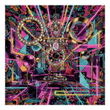 Neon Psychedelische Luxe Lounge Kunst