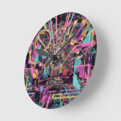 Neon Psychedelische Luxe Lounge Kunst Ronde Klok (Hoek)