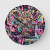 Neon Psychedelische Luxe Lounge Kunst Ronde Klok (Voorkant)