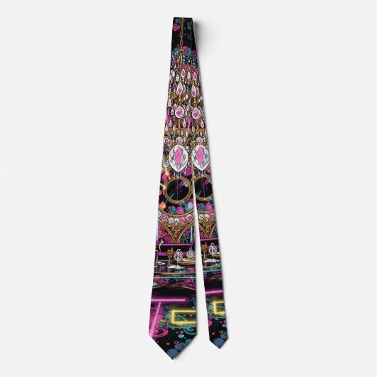 Neon Psychedelische Luxe Lounge Kunst Stropdas (Voorkant)