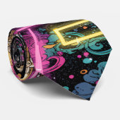Neon Psychedelische Luxe Lounge Kunst Stropdas (Opgerold)