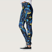 Neon psychedelische paddestoelleggings