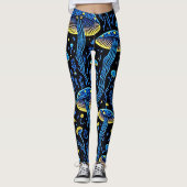 Neon psychedelische paddestoelleggings leggings (Voorkant)