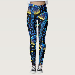 Neon psychedelische paddestoelpatroon vrouwenleggi leggings