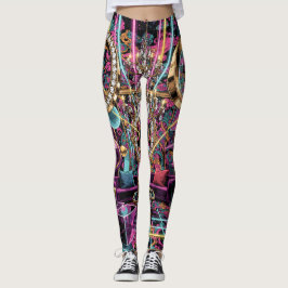 Neon Psychodelische Luxe Lounge Kunst Leggings