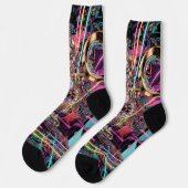 Neon Psychodelische Luxe Lounge Kunst Sokken (Links)