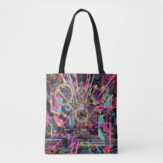 Neon Psychodelische Luxe Lounge Kunst Tote Bag (Voorkant)