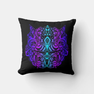 Neon Psytrance Tribal Masker Kussen