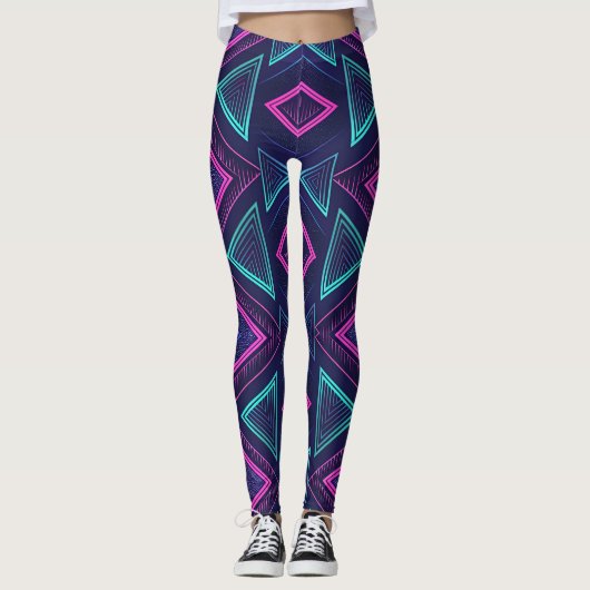 Neon Pulse Geometry Leggings (Voorkant)