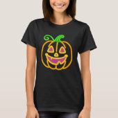 Neon Pumpkin – Fun Halloween Light Design T-shirt (Voorkant)