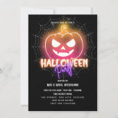 Neon Pumpkin Halloween Party Uitnodiging (Voorkant)