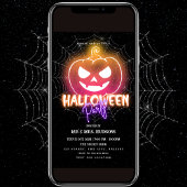 Neon Pumpkin Halloween Party Uitnodiging