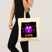 Neon Pumpkin Trick or treat Canvas tas (Voorkant (product))