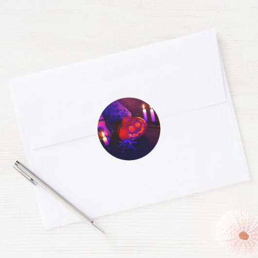 Neon pumpkins ronde sticker (Envelop)