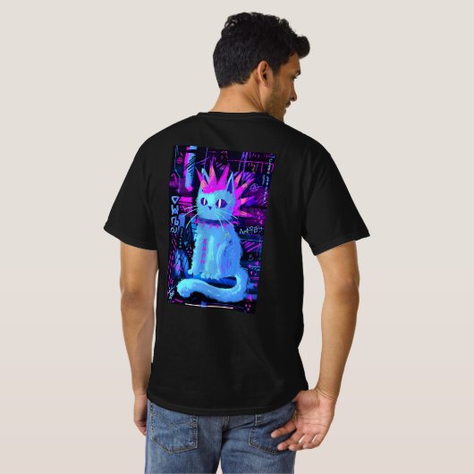 Neon Punk Cat T-shirt (Achterkant volledig)