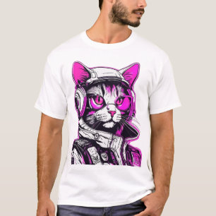 Neon Punk kat met hoofdtelefoon T-shirt