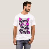 Neon Punk kat met hoofdtelefoon T-shirt (Voorkant volledig)