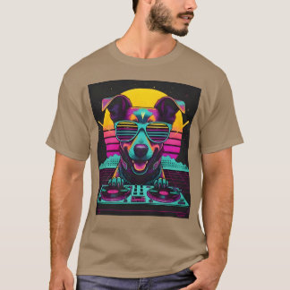 Neon Pup DJ Synthwave cadeau T-shirt