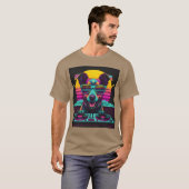 Neon Pup DJ Synthwave cadeau T-shirt (Voorkant volledig)