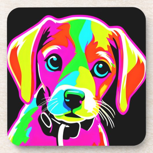 Neon Puppies Pop Art Bier Onderzetter (Voorkant)