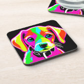 Neon Puppy Pop Art Bier Onderzetter (Linkerzijde)