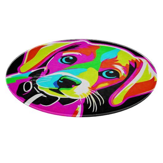 Neon Puppy Pop Art Snijplank (Hoek)